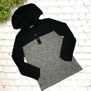 Urban Pipeline hooded shirt, boys S, black and grey